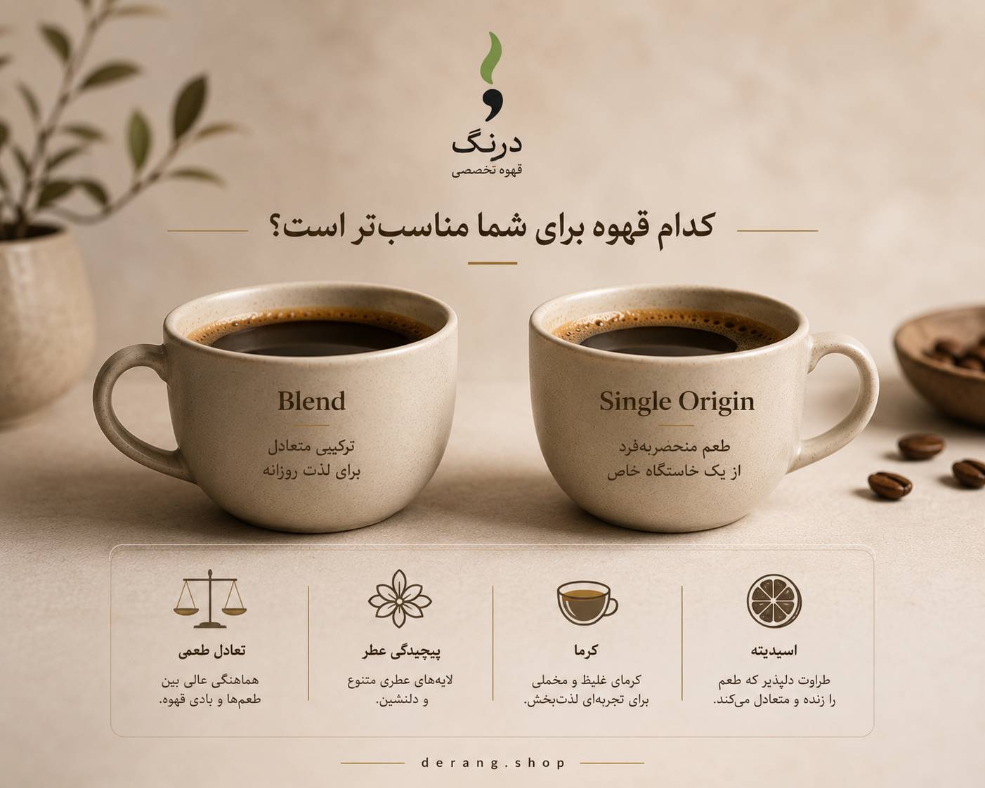 تفاوت قهوه تک خاستگاه و قهوه ترکیبی در طعم و عطر