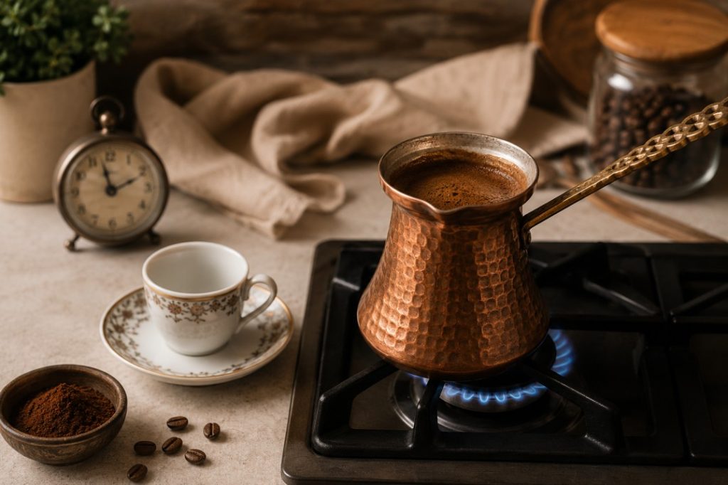 مدت زمان تهیه قهوه ترک روی گاز با استفاده از شیرجوش